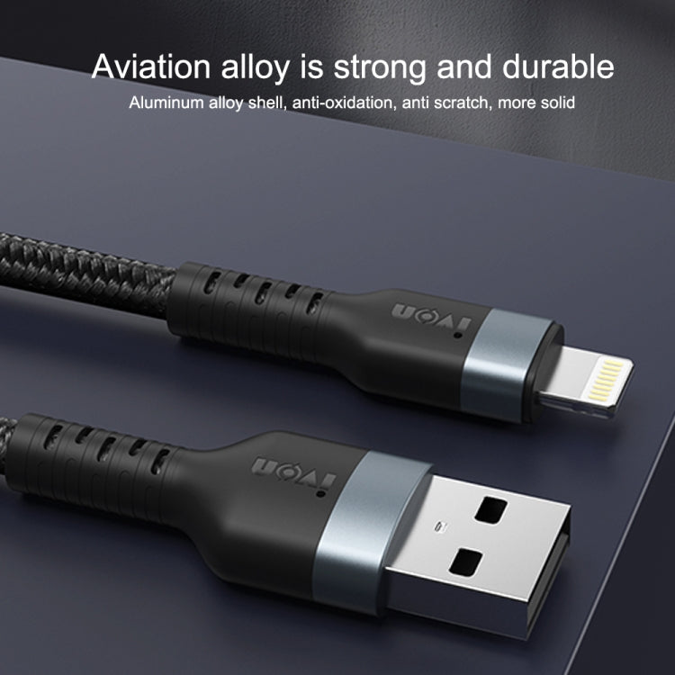 IVON CA88 12W 2.4A USB to Micro USB Nylon Braid Fast Charge Data Cable, Cable Length: 1m, Micro USB