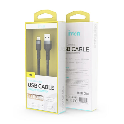 IVON CA88 12W 2.4A USB to Micro USB Nylon Braid Fast Charge Data Cable, Cable Length: 1m, Micro USB
