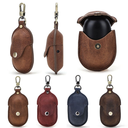 CF1109 For Galaxy Buds Crazy Horse Texture Clamshell Earphone Protective Leather Case with Hook