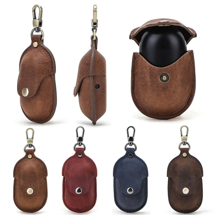 CF1109 For Galaxy Buds Crazy Horse Texture Clamshell Earphone Protective Leather Case with Hook, For Galaxy Buds
