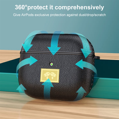 Leather Texture Earphone Protective Case with Hook for AirPods 3