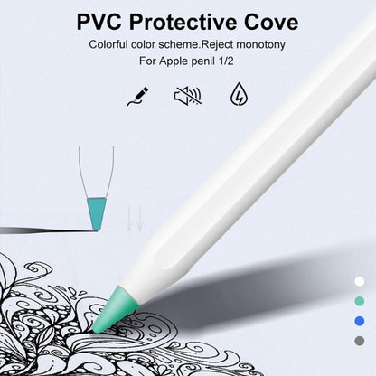 8 PCS Non-slip Mute Wear-resistant Nib Cover for Apple Pencil 1 / 2, Transparent, White, Dark Blue, Mint Green