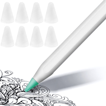 8 PCS Non-slip Mute Wear-resistant Nib Cover for Apple Pencil 1 / 2, Transparent, White, Dark Blue, Mint Green
