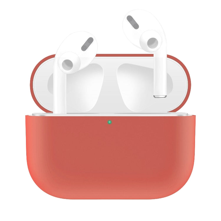 For AirPods Pro Solid Color Silicone Earphone Protective Case, Red, Black, White, Yellow, Pink, Green, Grey, Watermelon Red, Light Purple
