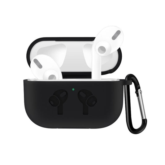 For AirPods Pro Silicone Flip Cover Earphone Protective Case with Anti-drop Buckle, Black, Grey