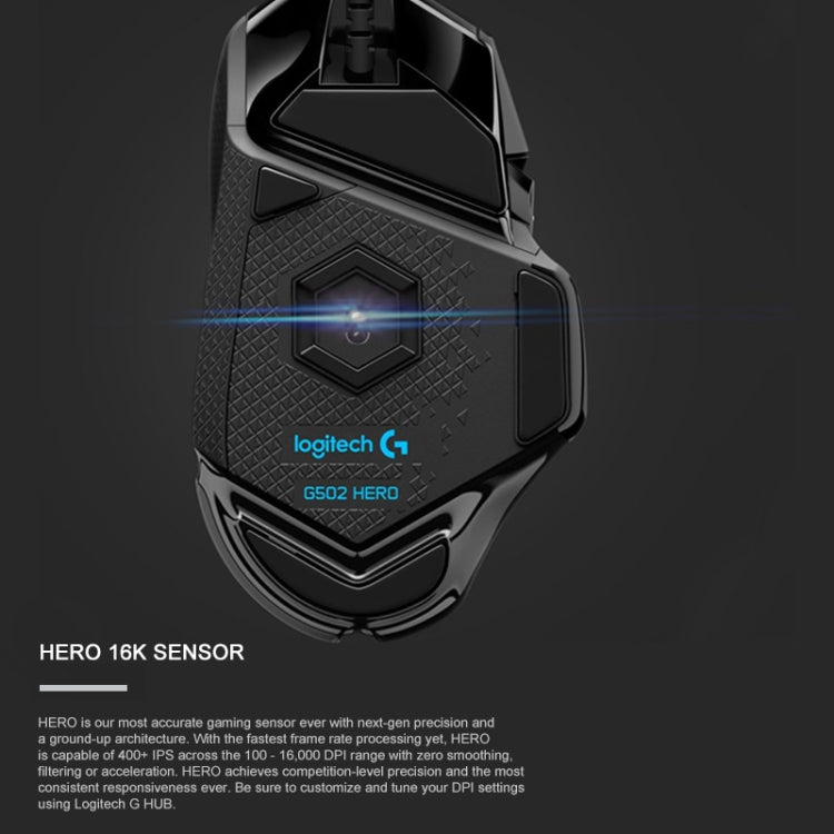 Logitech G502 HERO Wired Gaming Mouse with 11 Buttons, Length: 2.1m