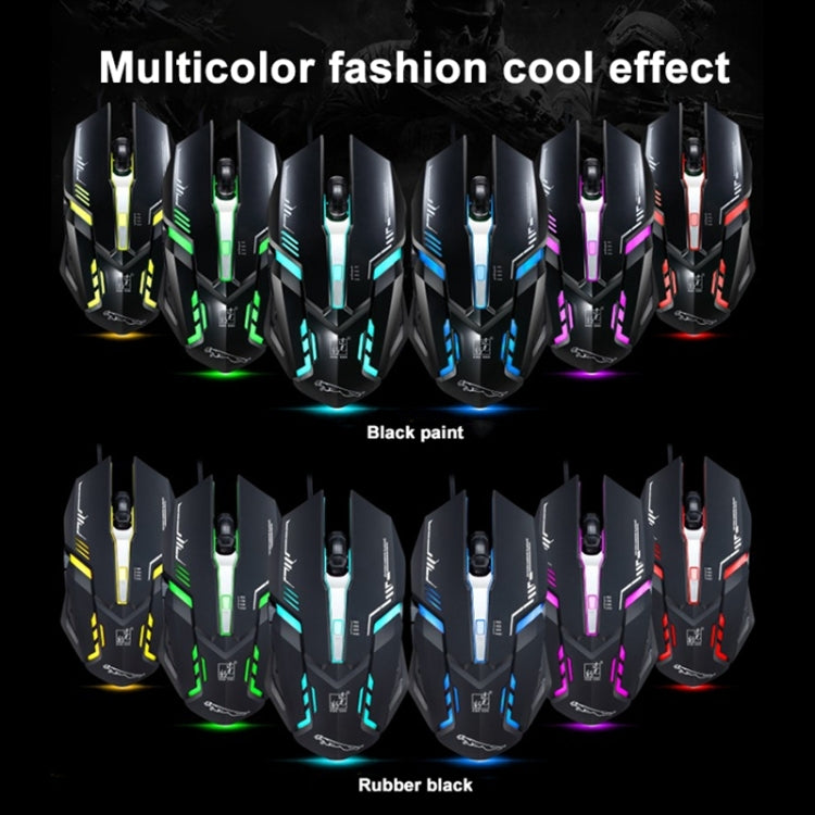 Chasing Leopard V17 USB 2400DPI Four-speed Adjustable Line Pattern Wired Optical Gaming Mouse with LED Breathing Light, Length: 1.45m, V17, V17 Jet Black