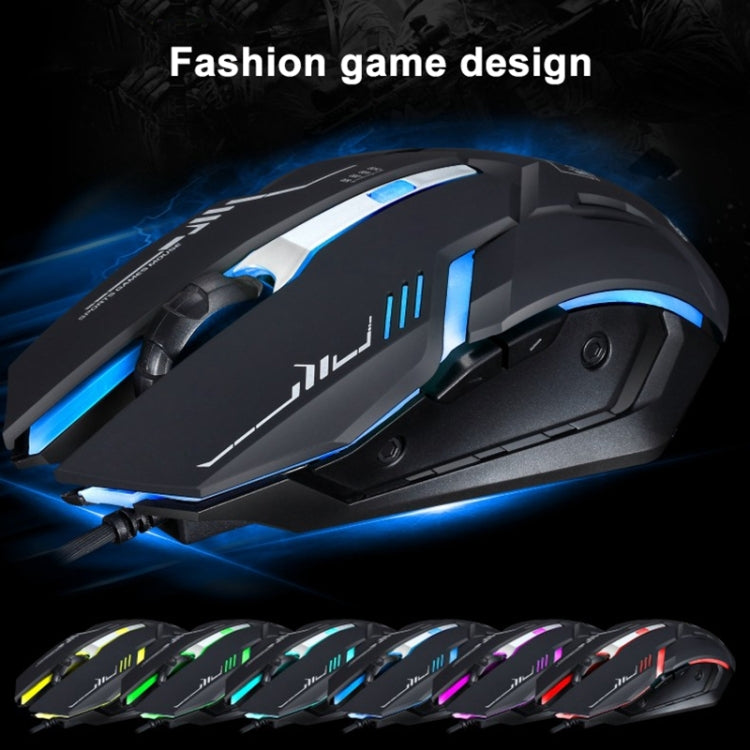Chasing Leopard V17 USB 2400DPI Four-speed Adjustable Line Pattern Wired Optical Gaming Mouse with LED Breathing Light, Length: 1.45m, V17, V17 Jet Black
