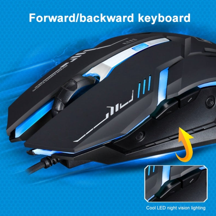 Chasing Leopard V17 USB 2400DPI Four-speed Adjustable Line Pattern Wired Optical Gaming Mouse with LED Breathing Light, Length: 1.45m, V17, V17 Jet Black