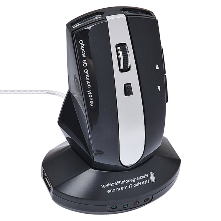 MZ-011 2.4GHz 1600DPI Wireless Rechargeable Optical Mouse with HUB Function, White + Royal Blue, Pearl White, Blue, Silver, Black, Black Silver