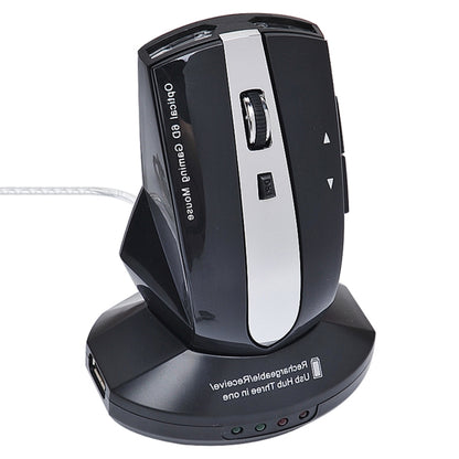 MZ-011 2.4GHz 1600DPI Wireless Rechargeable Optical Mouse with HUB Function, White + Royal Blue, Pearl White, Blue, Silver, Black, Black Silver