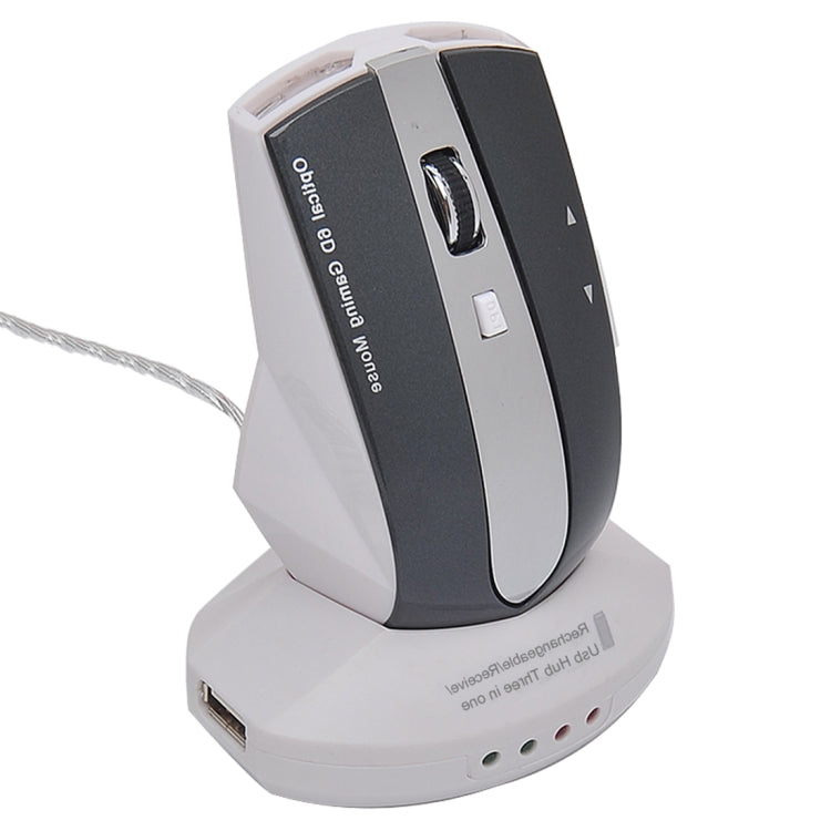 MZ-011 2.4GHz 1600DPI Wireless Rechargeable Optical Mouse with HUB Function, White + Royal Blue, Pearl White, Blue, Silver, Black, Black Silver