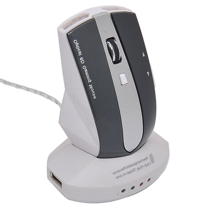 MZ-011 2.4GHz 1600DPI Wireless Rechargeable Optical Mouse with HUB Function, White + Royal Blue, Pearl White, Blue, Silver, Black, Black Silver