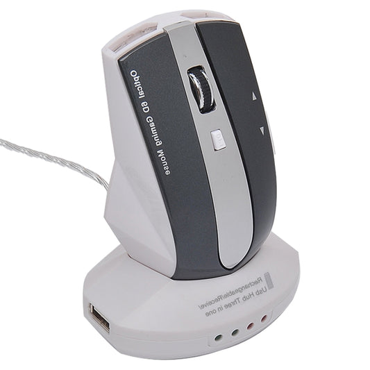 MZ-011 2.4GHz 1600DPI Wireless Rechargeable Optical Mouse with HUB Function, White + Royal Blue, Pearl White, Blue, Silver, Black, Black Silver