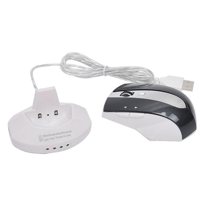 MZ-011 2.4GHz 1600DPI Wireless Rechargeable Optical Mouse with HUB Function, White + Royal Blue, Pearl White, Blue, Silver, Black, Black Silver