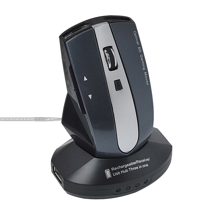 MZ-011 2.4GHz 1600DPI Wireless Rechargeable Optical Mouse with HUB Function, White + Royal Blue, Pearl White, Blue, Silver, Black, Black Silver