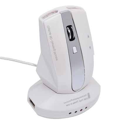 MZ-011 2.4GHz 1600DPI Wireless Rechargeable Optical Mouse with HUB Function, White + Royal Blue, Pearl White, Blue, Silver, Black, Black Silver