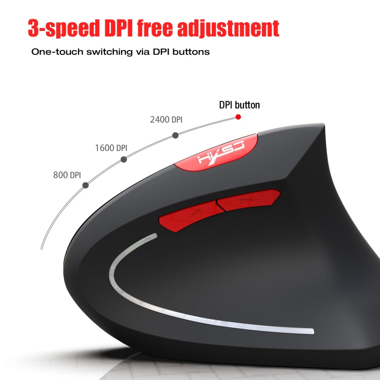 HXSJ T29 Bluetooth 3.0 Wireless Bluetooth 6-Keys 2400 DPI Adjustable Ergonomics Optical Vertical Mouse, 6 Buttons T29 Grey