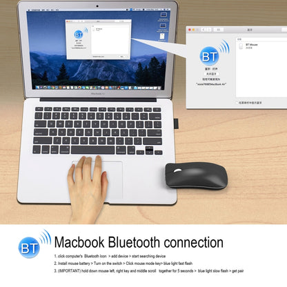 HXSJ T23 Bluetooth 5.0 + Bluetooth 3.0 + 2.4GHz Wireless Three Modes 4-Keys 1600 DPI Adjustable Ergonomics Optical Mouse, T23 Black