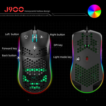 HXSJ J900 6 Keys RGB Lighting Programmable Gaming Wired Mouse (White)