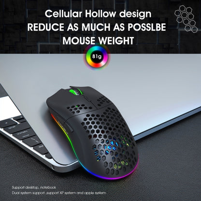 HXSJ T66 7 Keys Colorful Lighting Programmable Gaming Wireless Mouse, T66(White)