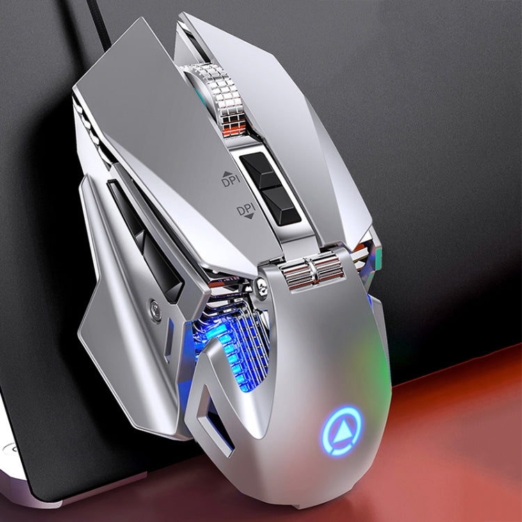 YINDIAO G10 7200DPI 7-modes Adjustable 7-keys RGB Light Wired Metal Mechanical Hard Core Macro Mouse, Style: Audio Version