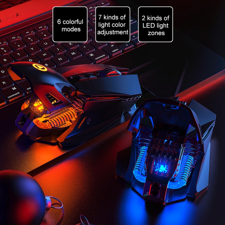 YINDIAO G10 7200DPI 7-modes Adjustable 7-keys RGB Light Wired Metal Mechanical Hard Core Macro Mouse, Style: Audio Version
