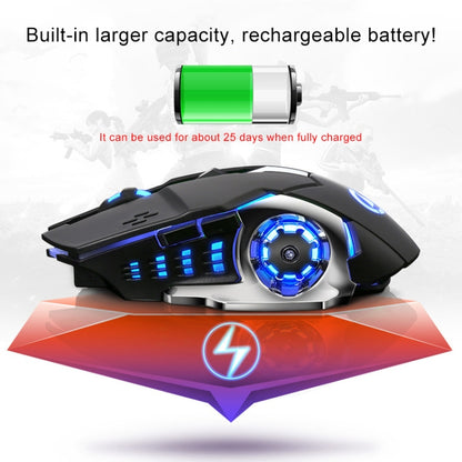 YINDIAO A4 2.4GHz 1600DPI 3-modes Adjustable Rechargeable Wireless Silent Gaming Mouse (Grey Silver)