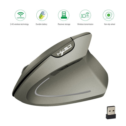 HXSJ T24 6 Buttons 2400 DPI 2.4G Wireless Vertical Ergonomic Mouse with USB Receiver, 6 Buttons T24 Black, 6 Buttons T24 Grey