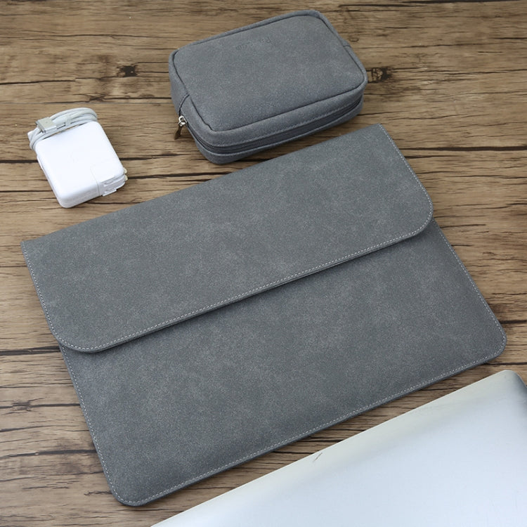 2 in 1 Horizontal Matte Leather Laptop Inner Bag + Power Bag for MacBook Air 11.6 inch A1465 (2012 - 2015) / A1370 (2010 - 2011)