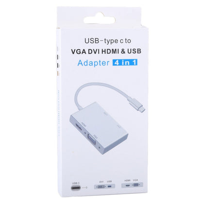 4 in 1 Hub USB-C / Type-C to VGA & DVI & HDMI & USB Adapter