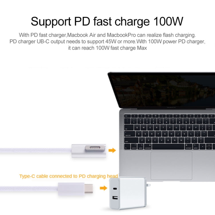 45W / 65W / 85W / 100W 5 Pin MagSafe 1 (L-Shaped) to USB-C / Type-C PD Charging Cable