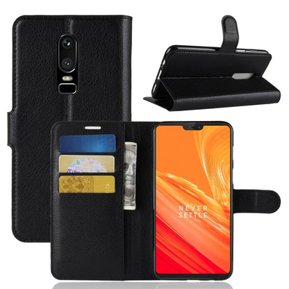 For OnePlus 6 Litchi Texture Horizontal Flip Leather Case with Holder & Card Slots & Wallet