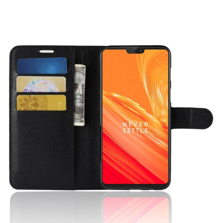 For OnePlus 6 Litchi Texture Horizontal Flip Leather Case with Holder & Card Slots & Wallet