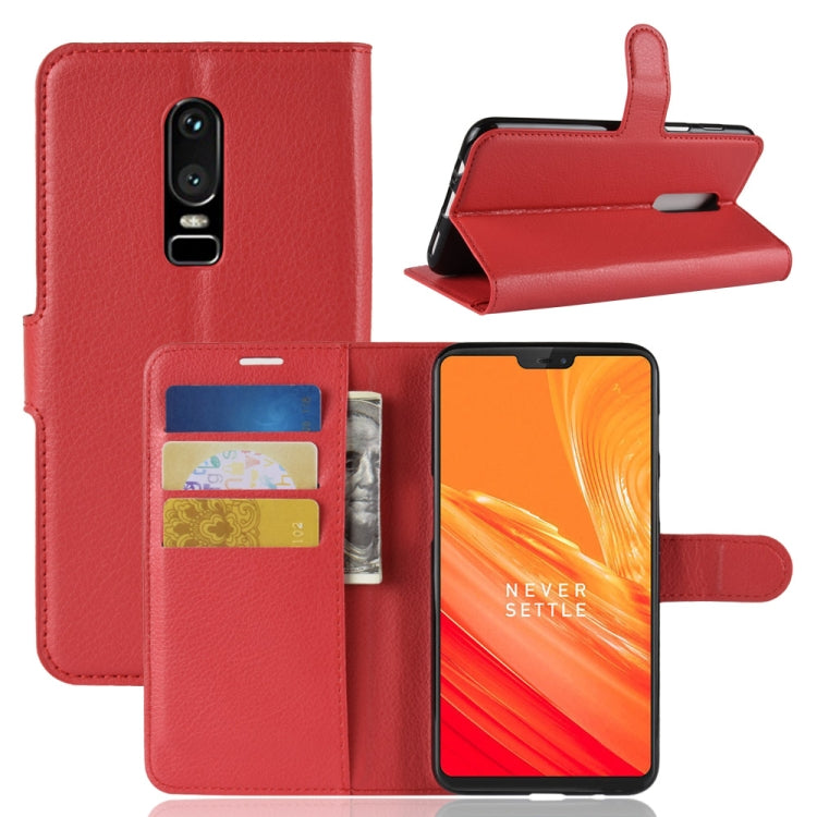 For OnePlus 6 Litchi Texture Horizontal Flip Leather Case with Holder & Card Slots & Wallet