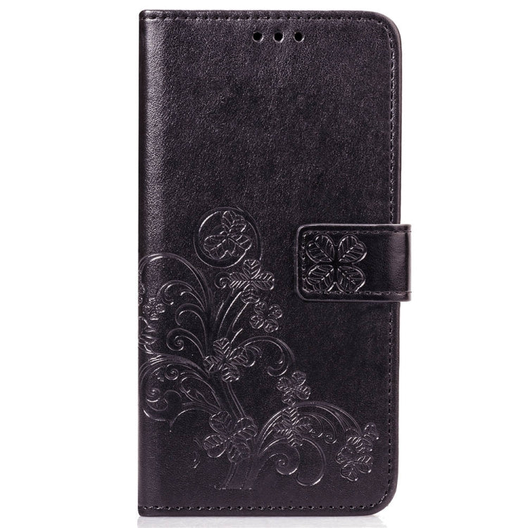 Lucky Clover Pressed Flowers Pattern Leather Case for OnePlus 6T, with Holder & Card Slots & Wallet & Hand Strap