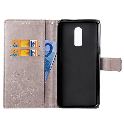 Lucky Clover Pressed Flowers Pattern Leather Case for OnePlus 6T, with Holder & Card Slots & Wallet & Hand Strap, For OnePlus 6T