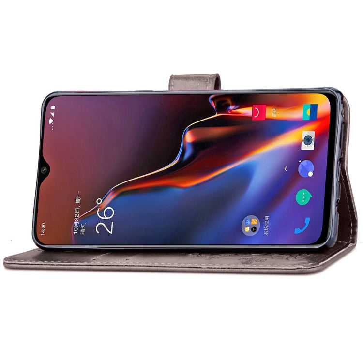 Lucky Clover Pressed Flowers Pattern Leather Case for OnePlus 6T, with Holder & Card Slots & Wallet & Hand Strap, For OnePlus 6T