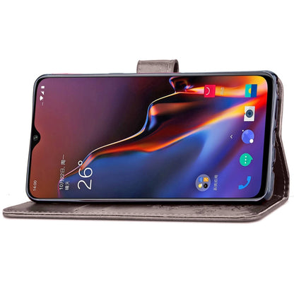 Lucky Clover Pressed Flowers Pattern Leather Case for OnePlus 6T, with Holder & Card Slots & Wallet & Hand Strap, For OnePlus 6T