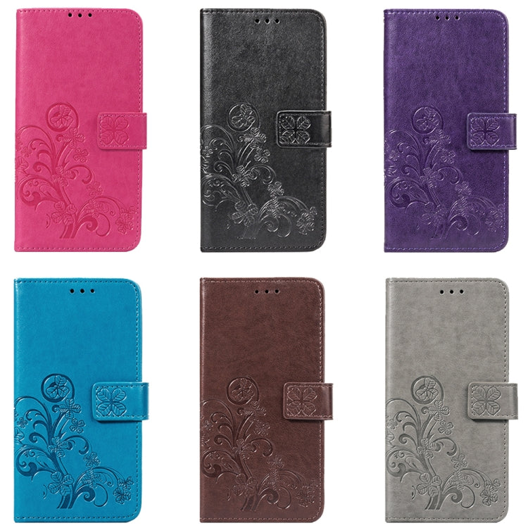 Lucky Clover Pressed Flowers Pattern Leather Case for OnePlus 6T, with Holder & Card Slots & Wallet & Hand Strap