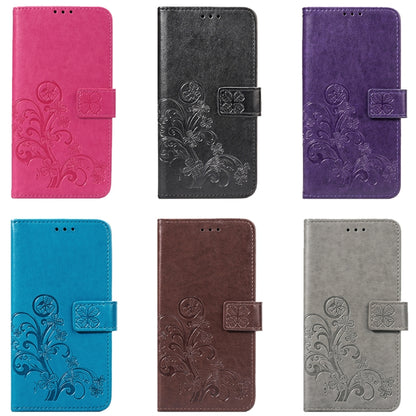 Lucky Clover Pressed Flowers Pattern Leather Case for OnePlus 6T, with Holder & Card Slots & Wallet & Hand Strap