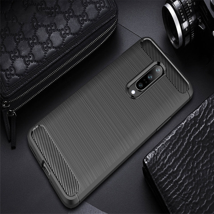 Brushed Texture Carbon Fiber Shockproof TPU Case for OnePlus 7