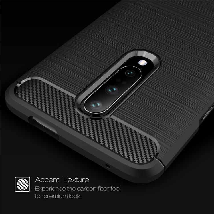 Brushed Texture Carbon Fiber Shockproof TPU Case for OnePlus 7