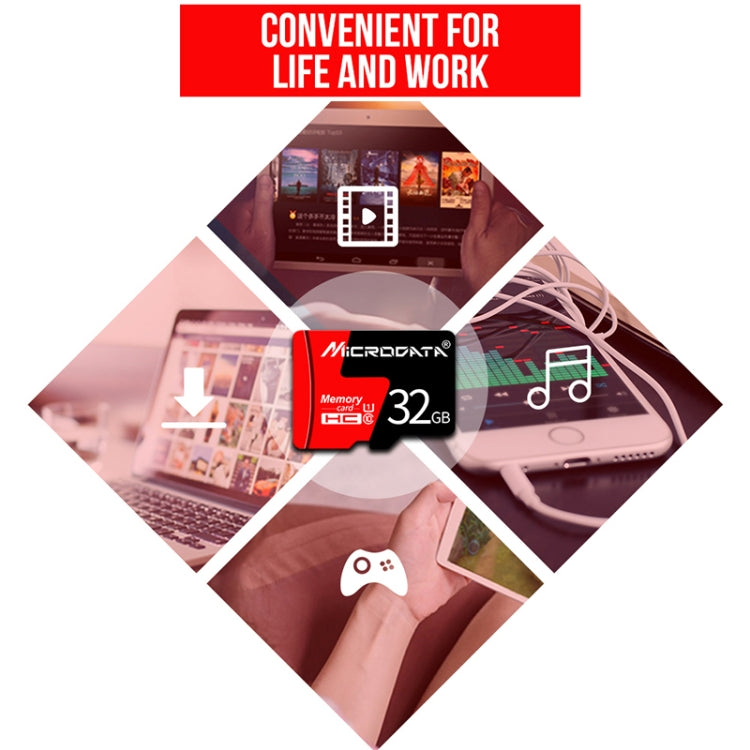 MICRODATA 16GB U1 Red and Black TF(Micro SD) Memory Card
