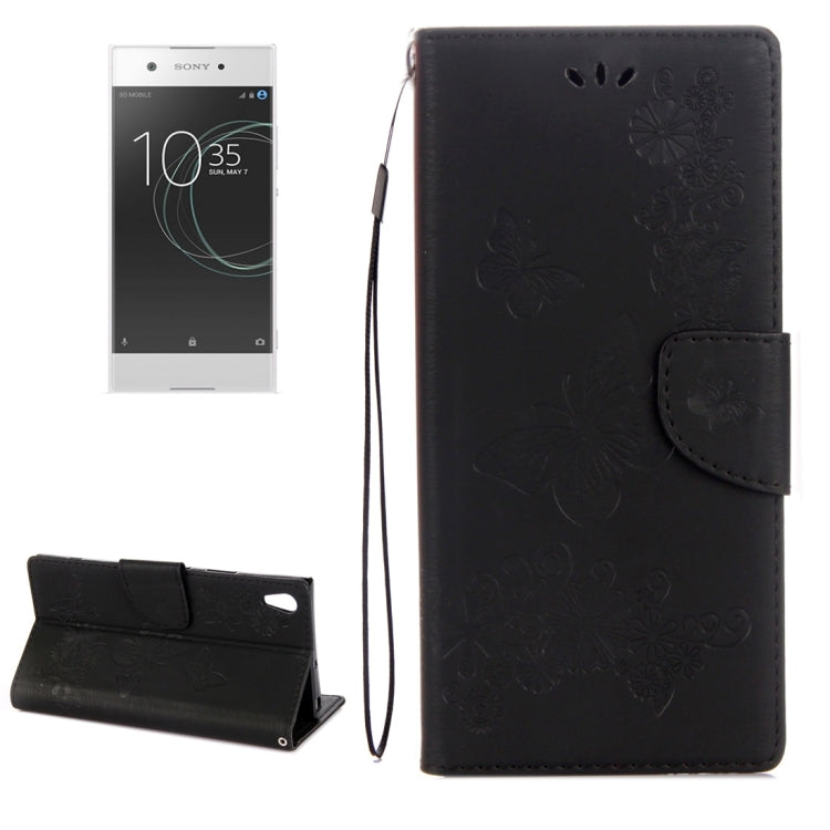 For Sony Xperia XA1 Pressed Flowers Butterfly Pattern Horizontal Flip Leather Case with Holder & Card Slots & Wallet