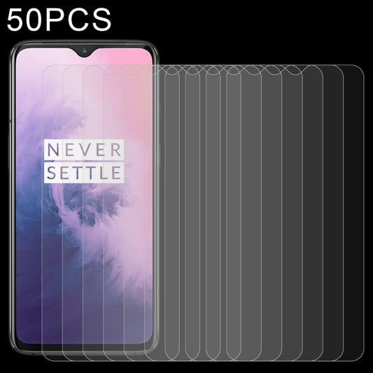 50 PCS 0.26mm 9H 2.5D Tempered Glass Film for OnePlus 7