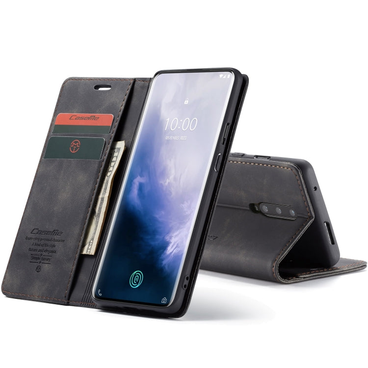 CaseMe-013 Multifunctional Retro Frosted Horizontal Flip Leather Case for OnePlus 7 Pro, with Card Slot & Holder & Zipper Wallet & Photo Frame