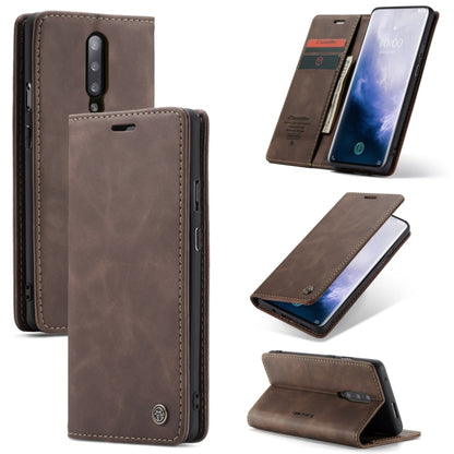 CaseMe-013 Multifunctional Retro Frosted Horizontal Flip Leather Case for OnePlus 7 Pro, with Card Slot & Holder & Zipper Wallet & Photo Frame