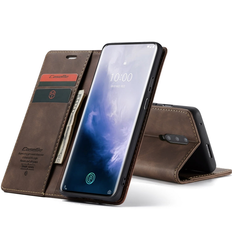 CaseMe-013 Multifunctional Retro Frosted Horizontal Flip Leather Case for OnePlus 7 Pro, with Card Slot & Holder & Zipper Wallet & Photo Frame, For OnePlus 7 Pro