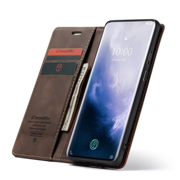 CaseMe-013 Multifunctional Retro Frosted Horizontal Flip Leather Case for OnePlus 7 Pro, with Card Slot & Holder & Zipper Wallet & Photo Frame, For OnePlus 7 Pro
